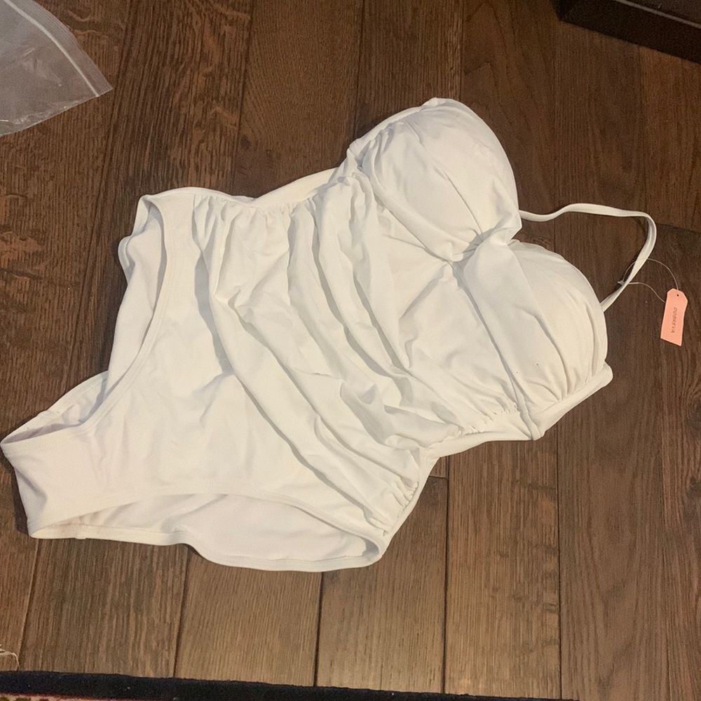Beautiful white strapless swimsuit